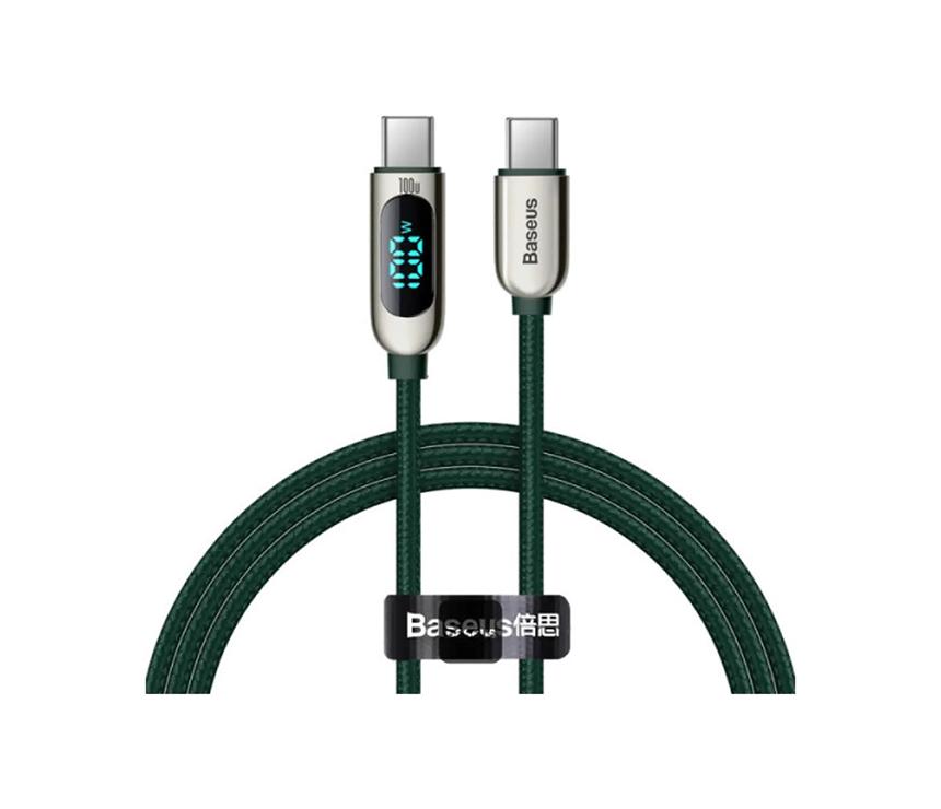 Baseus LED Display Fast Charging Type-C to Type-C 100W 5A 1M (Green)