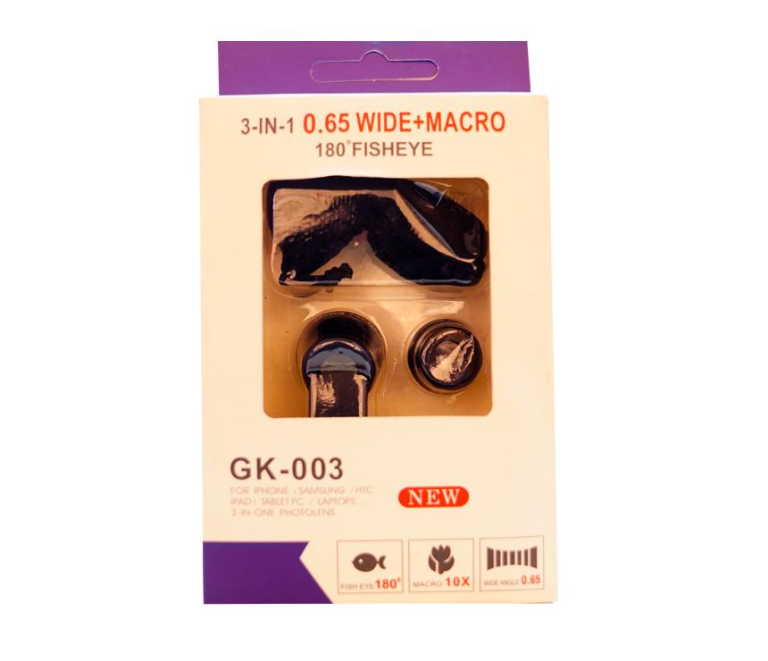 3 in 1 Clip Camera Lens Kit 180° Fish Eye | 0.67X Wide Angle | Macro Lens Phone Lens Kit for Mobile Phone Cellphone Smart Phone