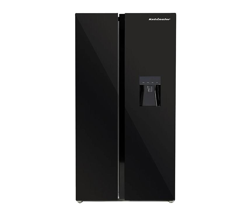 Kelvinator 537 Liter | Inverter Side by Side Glass Door | No Frost Refrigerator with Water dispenser (Black)