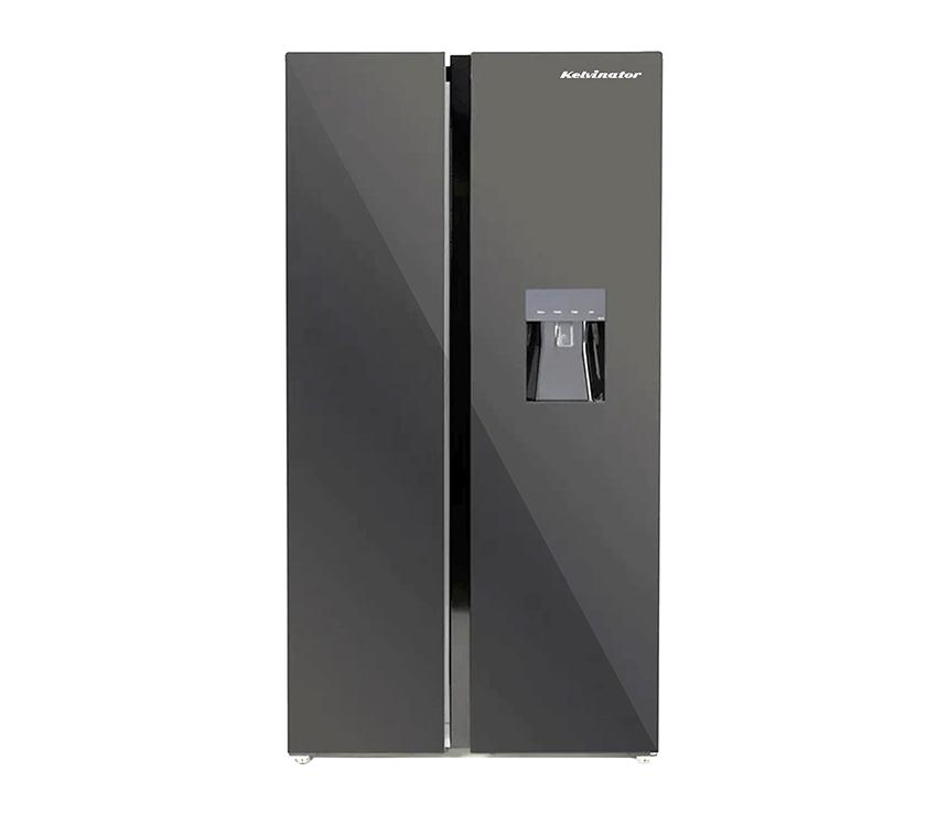 Kelvinator 537 Liter | Inverter Side by Side Glass Door | No Frost Refrigerator with Water dispenser (Grey)