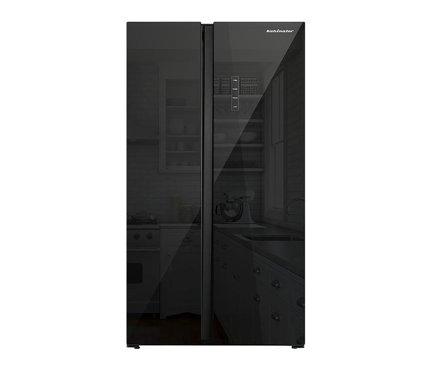Kelvinator 537 Liter | Inverter Side by Side Glass Door | No Frost Refrigerator (Black)