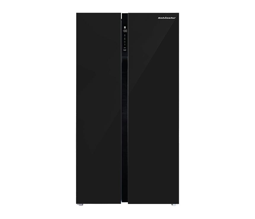 Kelvinator 663 Liter | Twin Eco-Inverter Side by Side Glass Door | No Frost Refrigerator (Black)