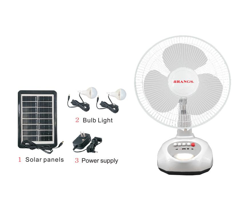 Rangs Solar Rechargeable Fan & LED Light Kit ( 12 inch)